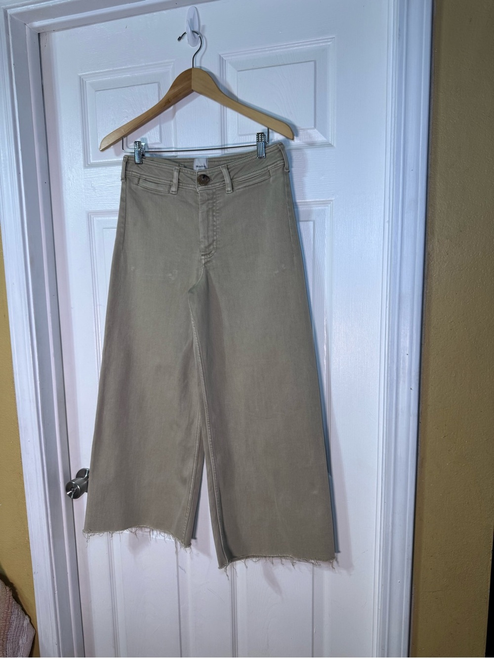 Maeve Neutral Tan High-Rise Wide Leg Pants